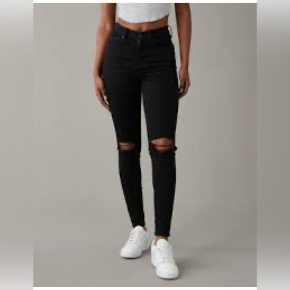 AE Next Level Ripped Super High-Waisted Jegging-Black- Sz 8-Like New condition!🖤